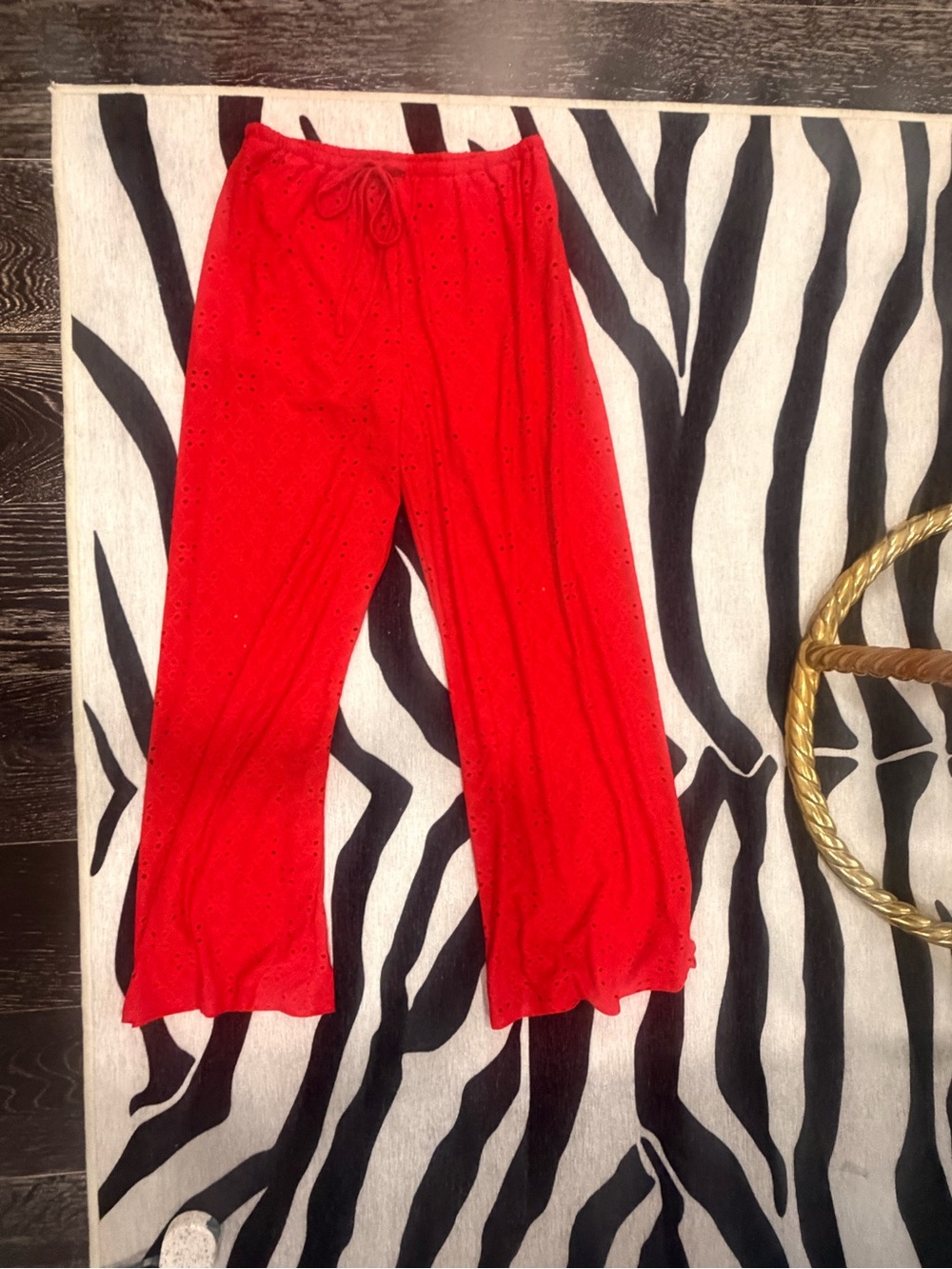 Size small Vici dolls collection Red Eyelet Drawstring swim coverup pants.
